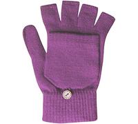 TeddyT's Ladies Winter Thermal Knit Magic 2 in 1 Combo Fingerless Gloves & Mittens (Purple)