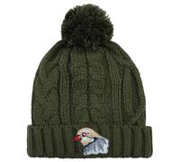 TeddyT's Men's Country Partridge Embroidered Khaki Green Bobble Hat