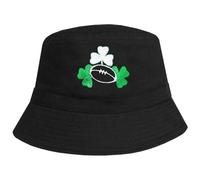 TeddyT's Men's Irish Rugby Clover Design Bucket Hat (Black) (Medium/Large)