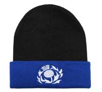 TeddyT's Men's Scotland Thistle Rugby Embroidered Black & Blue Beanie Hat