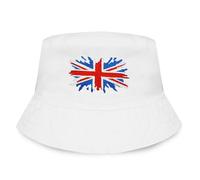 TeddyT's Men's Union Jack Art Embroidered White Bucket Hat