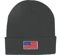 TeddyT's Men's USA Flag Thermal Sports Beanie Hat (Grey)