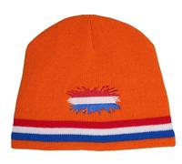 TeddyT's Netherlands Flag Orange Striped Embroidered Soft Rib Beanie Hat