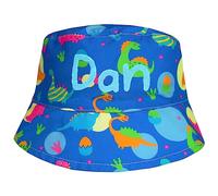 TeddyT's Personalised Baby Dinosaur Colourful Bucket Sun Hat (as8, Age, 0_Month, 6_Months, Baby Blue)