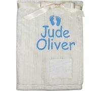 TeddyTs Personalised Baby Footprints Super Soft Pram Blanket