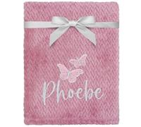TeddyT's Personalised Baby Girl Dusky Pink Butterfly Baby Blanket