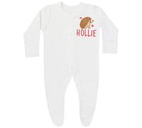 TeddyT's Personalised Baby Hedgehog White Sleepsuit (as8, age, 0_month, 3_months)