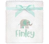 TeddyT's Personalised Baby Waffle Blanket With Embroidered Jungle Animals (Brave Elephant)