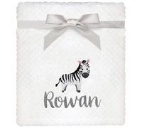 TeddyT's Personalised Baby Waffle Blanket With Embroidered Jungle Animals (Zippy Zebra)