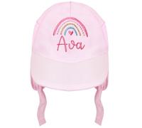 TeddyT's Personalised Boho Rainbow Baby Girl's Pink Legionnaire Sun Hat (UK, Age, 0 Months, 3 Months, Pink)