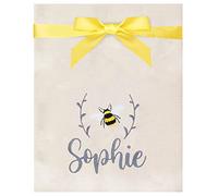 TeddyT's Personalised Bumble Bee Embroidered Natural Cream Tea Towel