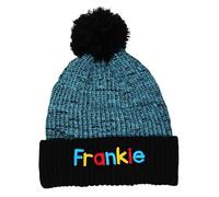 TeddyT's Personalised Children's Chunky Knit Embroidered Electric Blue Bobble Hat (4-8 Years)