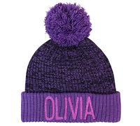 TeddyTs Personalised Child's Chunky Knit Marl Bobble Hat (Purple)