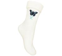 TeddyT's Personalised Embroidered Initial Butterfly Fluffy Women's Bed Socks (White)