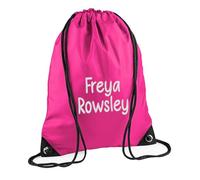 TeddyT's Personalised Embroidered Name Kids Back to School Swimming & P.E. Kit Sports Drawstring Bag (Fuchsia Pink)