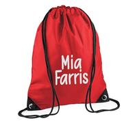 TeddyT's Personalised Embroidered Name Kids Back To School Swimming & P.E. Kit Sports Drawstring Bag (Red)