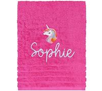TeddyT's Personalised Embroidered Name Unicorn Pink Hand Towel