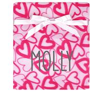 TeddyTs Personalised Embroidered Pink Hearts Baby Fleece Blanket