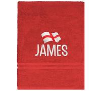 TeddyT's Personalised England St. George Cross Flag Embroidered Bath Towel (Red)