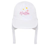 TeddyTs Personalised Flower Baby Girl Legionnaire White Sun Hat (0-3 Months)