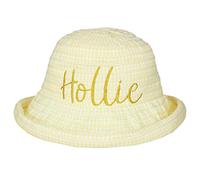 TeddyTs Personalised Gingham Girl's Sun Hat with Bow Detail (as8, Age, 7_Years, 10_Years, Yellow, 7-10 Years)
