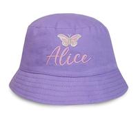 TeddyT's Personalised Girl's Butterfly Name Embroidered Bucket Sun Hat (UK, Age, 7 Years, 10 Years, Purple)