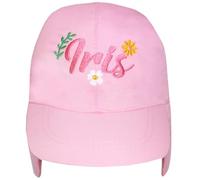 TeddyT's Personalised Girl's Flower Boho Embroidered Legionnaire Sun Hat (Baby Pink) (UK, Age, 18 Months, 3 Years, Standard, Pink)
