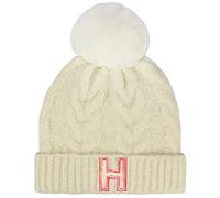 TeddyT's Personalised Girls Initial Soft Cable Knit Bobble Hat with Pom Pom (Cream)