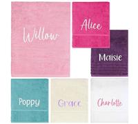 TeddyT's Personalised Girl's Name Embroidered School Hand Towel (Baby Pink)