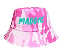 TeddyT's Personalised Girl's Pink and Camouflage Bucket Summer Sun Hat (as8, Age, 3_Years, 6_Years, Camouflage Pink)