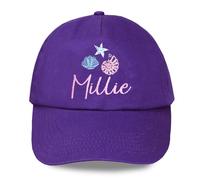 TeddyT's Personalised Girl's Shells & Name Embroidered Baseball Cap Sun Hat (UK, Age, 5 Years, 10 Years, Purple)