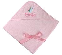 TeddyT's Personalised Girl's Unicorn Hooded Bath Towel (Pink with Pink)