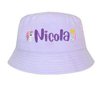 TeddyT's Personalised Girl's Unicorn & Shooting Star Embroidered Lilac Bucket Sun Hat (as8, Age, 6_Years, 8_Years)