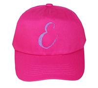 TeddyTs Personalised Initial Sparkle Embroidery Girl's Baseball Cap Sun Hat (5-10 Years) (Pink)
