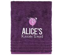 TeddyT's Personalised Karate & Kickboxing Embroidered Hand Towel (Purple, Karate)