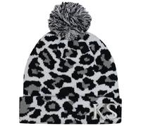 TeddyT's Personalised Ladies Silver Grey Leopard Print Embroidered Initials Bobble Hat