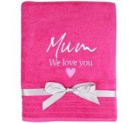 TeddyTs Personalised Mum & Gift Message Super Soft Cotton Bath Towel (Fuschia Pink)