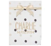 TeddyT's Personalised Name & Date White Polka Dot Spotty Fleece Baby Blanket