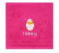 TeddyT's Personalised Pink Cute Polka Dot Chick Cotton Face Cloth Flannel