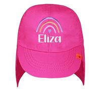 TeddyT's Personalised Rainbow Fuchsia Pink Girl's Baby and Toddler Legionnaire Sun Hat (as8, Age, 6_Months, 12_Months)