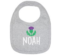 TeddyT's Personalised Scottish Thistle Baby Bibs (Grey)