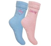 TeddyTs Personalised Wifey Super Soft Fluffy Sparkly Embroidery Gripper Socks (2 Pair Pack), Pink, (0.7)