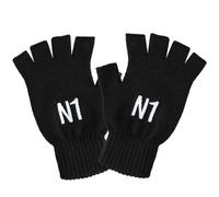 TeddyT's Personalised Women's Warm Thermal Knit Fingerless Winter Gloves (Black, 2 Initials)