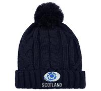 TeddyT's Scotland Rugby Ball & Scottish Thistle Navy Blue Marl Knitted Bobble Hat