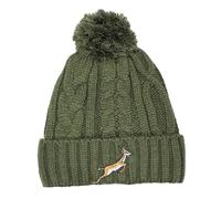 TeddyT's Springbok Men's Green Cable Embroidered Bobble Hat