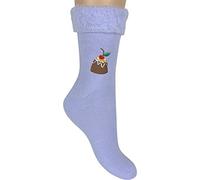 TeddyT's Women's Christmas Pudding Super Soft Fluffy Thermal Bed Socks (Lilac)