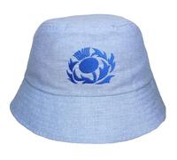 TeddyT's Women's Embroidered Scottish Thistle Denim Blue Scotland Sun Bucket Hat (UK, Alpha, S, M)