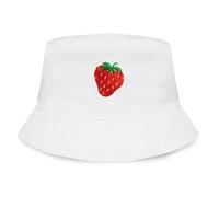 TeddyT's Women's Embroidered Strawberry White Sun Bucket Hat (UK, Alpha, M, L, White)