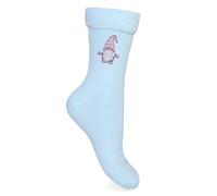 TeddyT's Women's Gonk Gnome Embroidered Blue Thermal Bed Socks