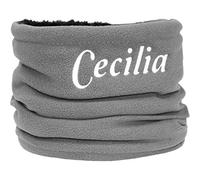 TeddyTs Women's Personalised Embroidered Fleece Snood Scarf (Grey with White)